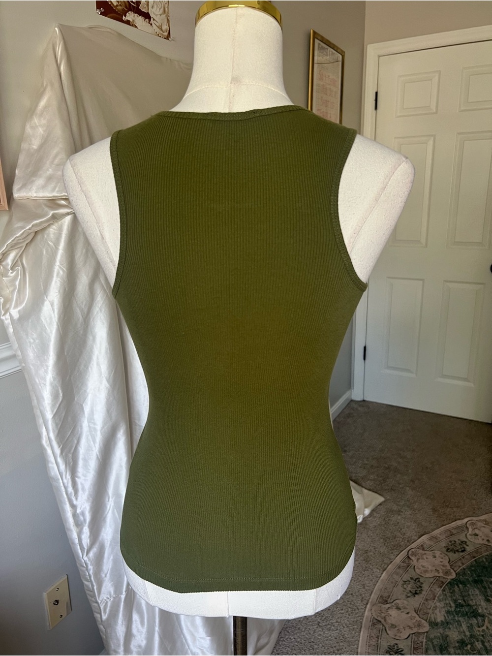 Vintage Y2K Bebe Olive Beaded Tank Top - Picture 3 of 5